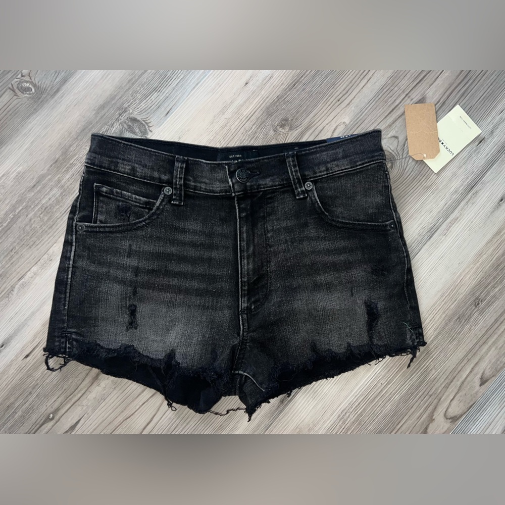 Lucky Brand Shorts Women 2/26 High Rise Shortie Washed Black Jean Shorts New